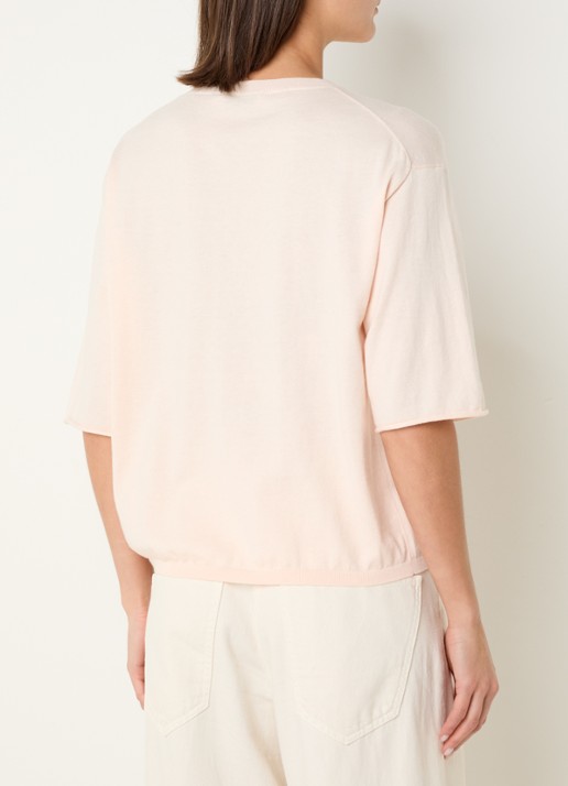 Knit-ted Merle fijngebreid T-shirt  - achterkant 3 lichtroze