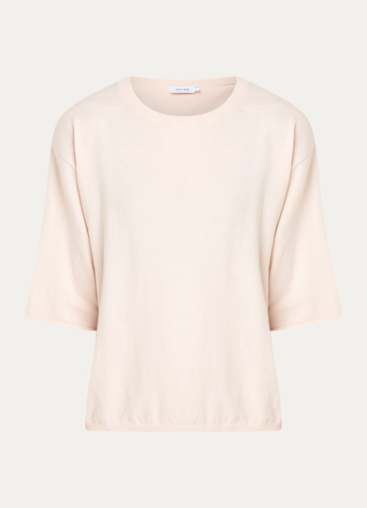 Knit-ted Merle fijngebreid T-shirt  - voorkant lichtroze