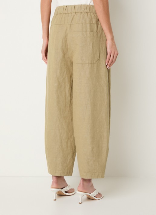 Knit-ted Mona high waist tapered fit broek met steekzakken - achterkant 2 khaki