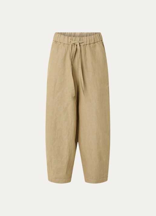 Knit-ted Mona high waist tapered fit broek met steekzakken - voorkant 3 khaki