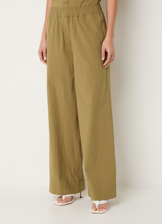 Knit-ted Nores high waist wide fit pantalon met steekzakken