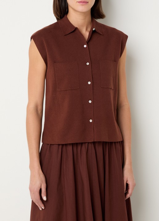 Knit-ted Pam fijngebreid gilet met opgestikte zakken