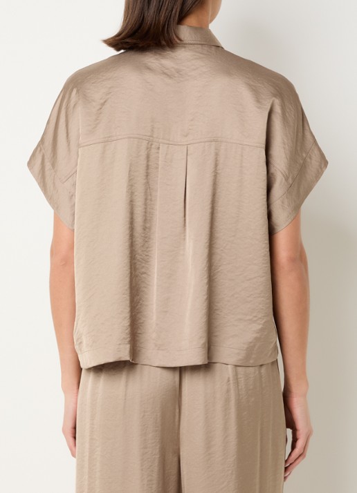 Knit-ted Paris blouse van satijn - achterkant 4 donkerbeige