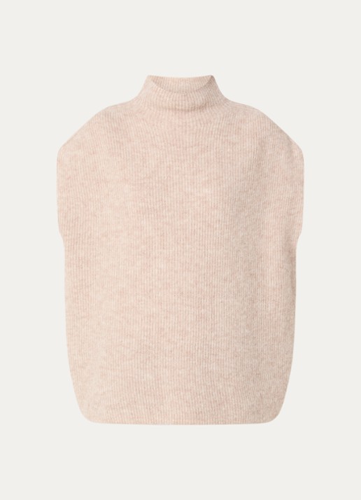 Knit-ted Rave spencer met opstaande kraag - voorkant 3 creme