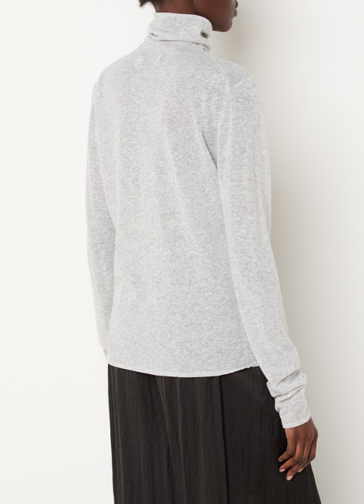 Knit-ted Roline trui met col en stretch - achterkant 2 lichtgrijs