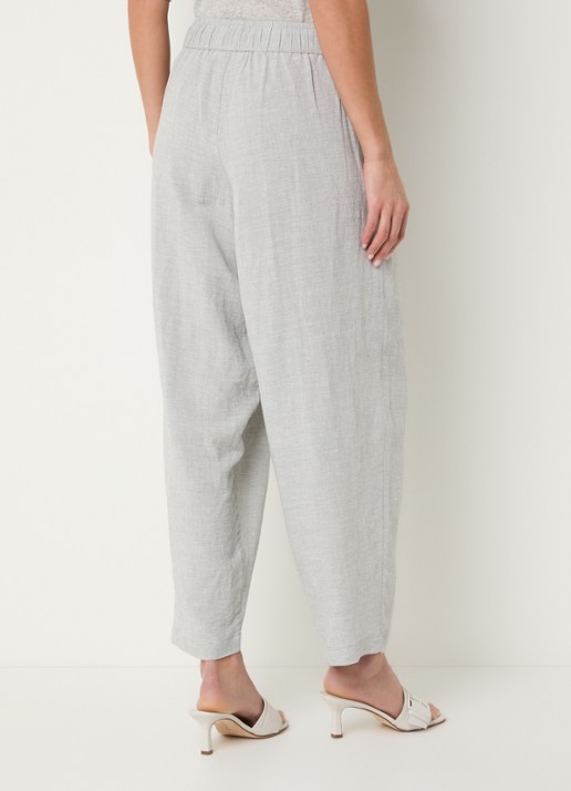 Knit-ted Sally high waist straight fit pantalon in linnenblend - achterkant grijs