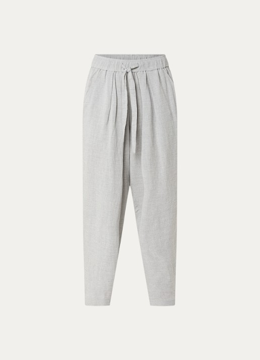 Knit-ted Sally high waist straight fit pantalon in linnenblend - voorkant 2 grijs