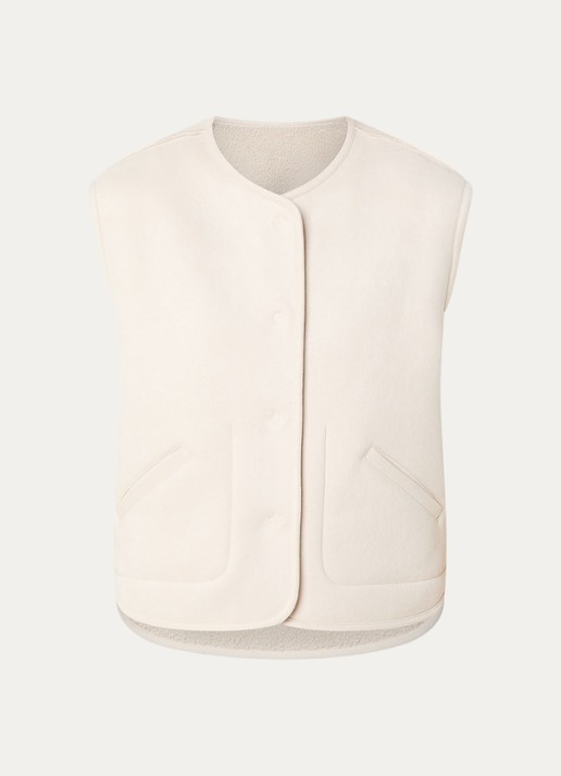 Knit-ted Ted reversible gilet van teddy met steekzakken - voorkant 2 creme
