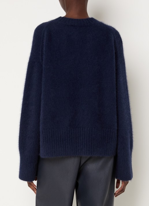 Knit-ted Wolf grofgebreide trui met ronde hals - achterkant donkerblauw