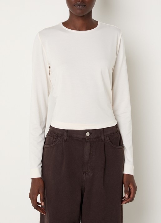 Knit-ted Zoe top met ronde hals - detail gebroken wit