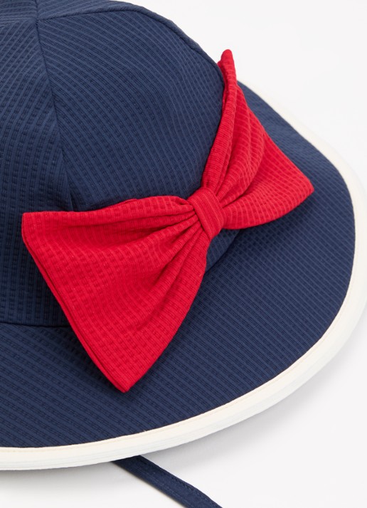 Konges Sløjd Bowie bucket hoed met strikdetail - detail 2 donkerblauw