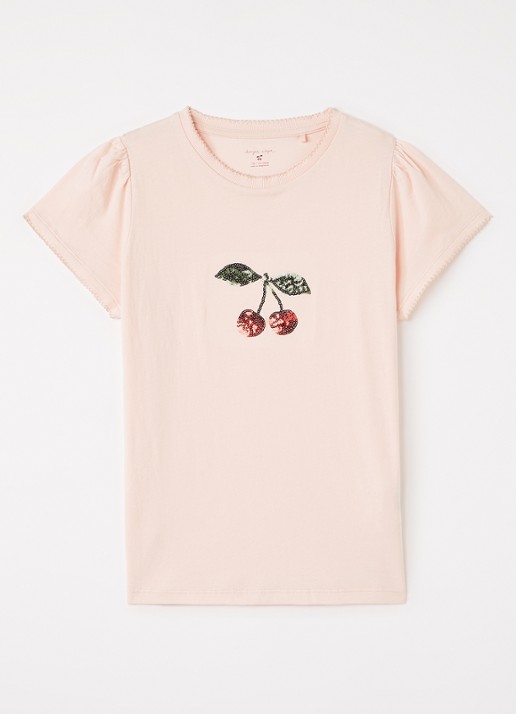 Konges Sløjd Famo T-shirt met pailletten - voorkant 2 lichtroze