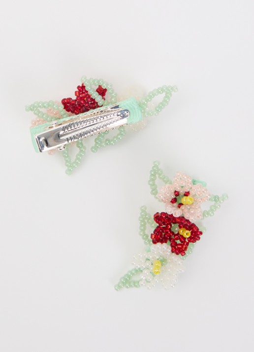 Konges Sløjd Flower Field haarclip in set van 2 - detail groen