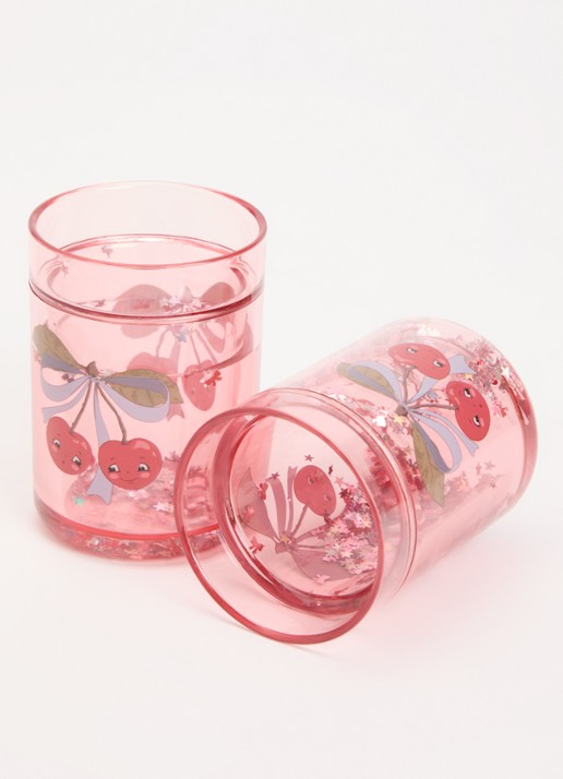 Konges Sløjd Glitter kinderbeker set van 2  - detail roze