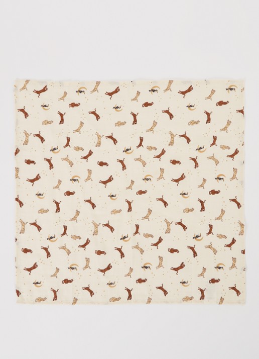 Konges Sløjd  hydrofiele doek van  katoen 65 x 65 cm set van 3 - voorkant 2 creme