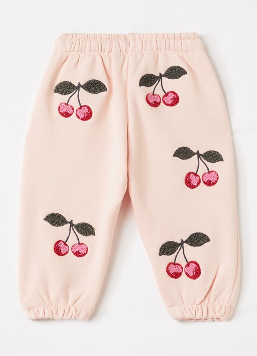 Konges Sløjd Lou tapered fit joggingbroek met borduring - voorkant 3 zalmroze