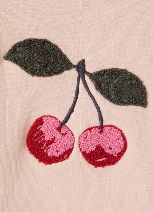 Konges Sløjd Lou Terry sweater met borduring - detail 3 zalmroze