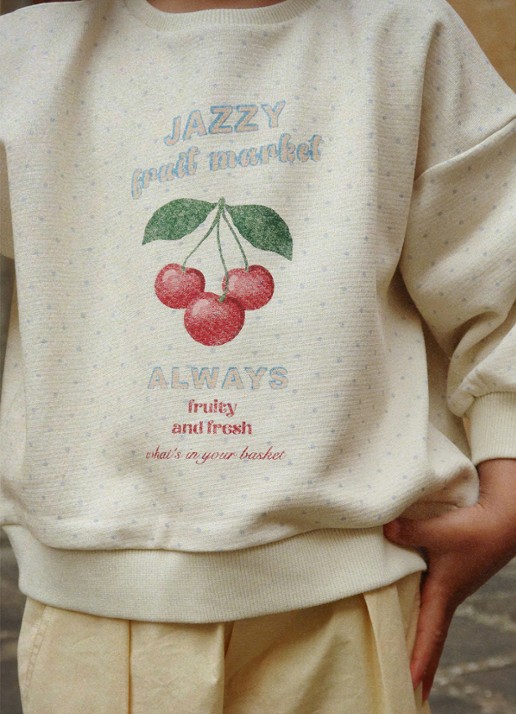 Konges Sløjd Loupy sweater met print - voorkant 2 creme