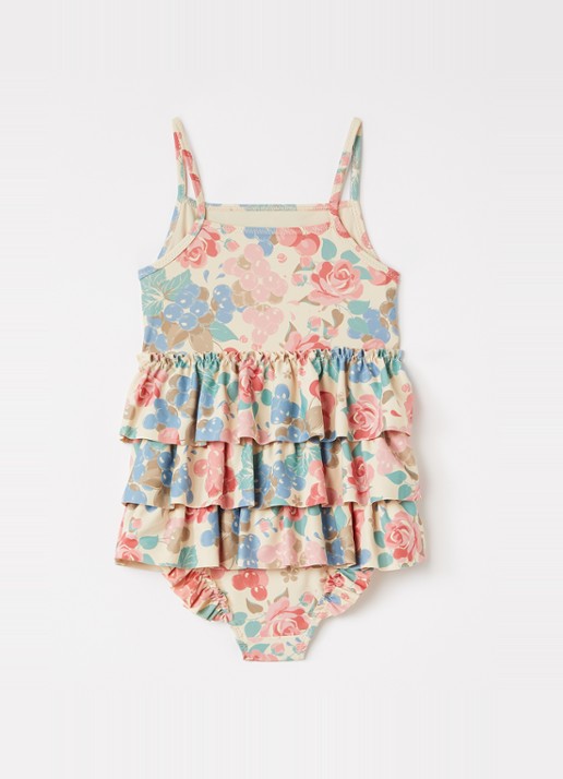 Konges Sløjd Manuca badpak met bloemenprint - voorkant 2 beige