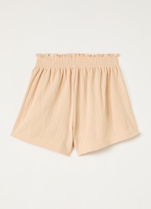Konges Sløjd Minnie wide fit korte broek met structuur - voorkant 2 lichtbruin