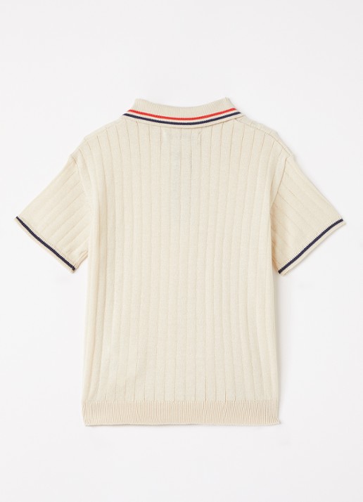 Konges Sløjd Mio polo met ribstructuur - voorkant 2 beige
