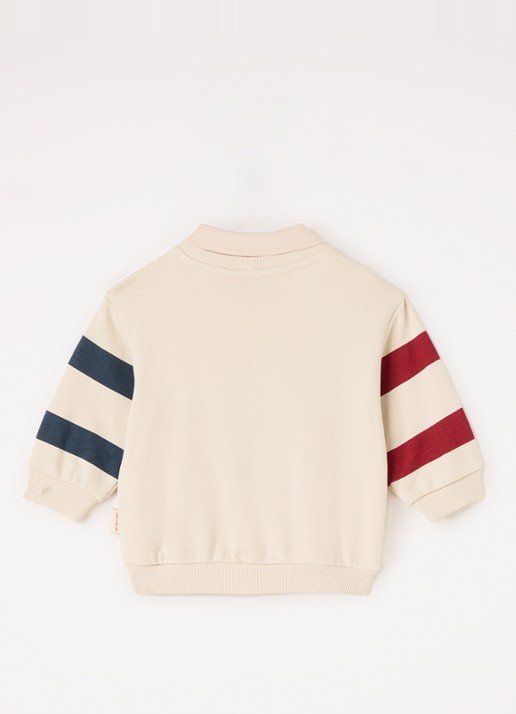 Konges Sløjd Spotty sweater met logoborduring - voorkant 2 beige