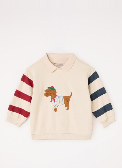 Konges Sløjd Spotty sweater met logoborduring - voorkant 3 beige