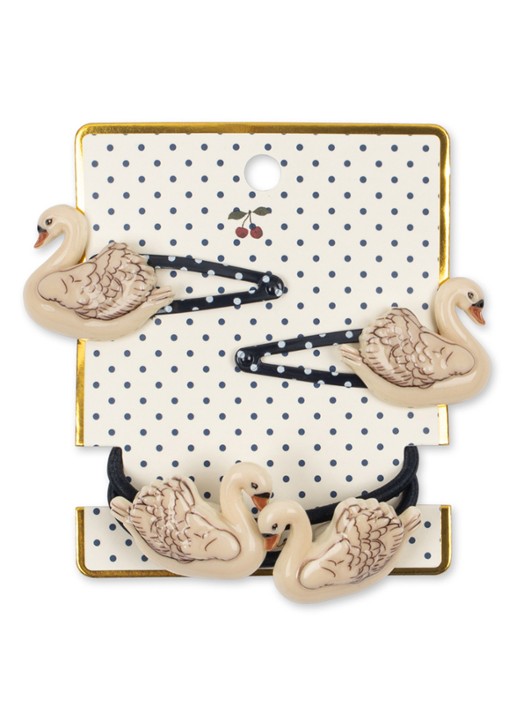 Konges Sløjd Swan haarclips en haarelastiekjes in 4-pack