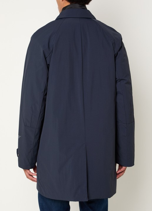 Krakatau Bleriot gewatteerde trenchcoat met steekzakken  - achterkant 4 indigo