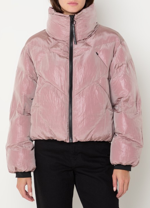 Krakatau Nebula puffer jack met ritszakken  - detail oudroze