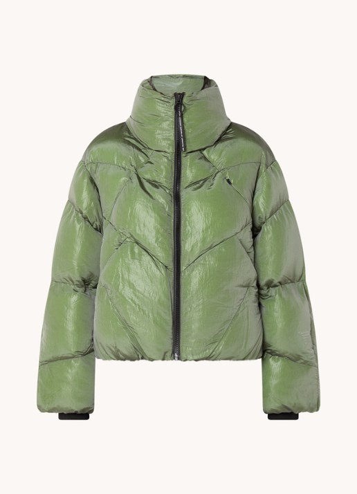 Krakatau Nebula puffer jack met ritszakken  - voorkant groen