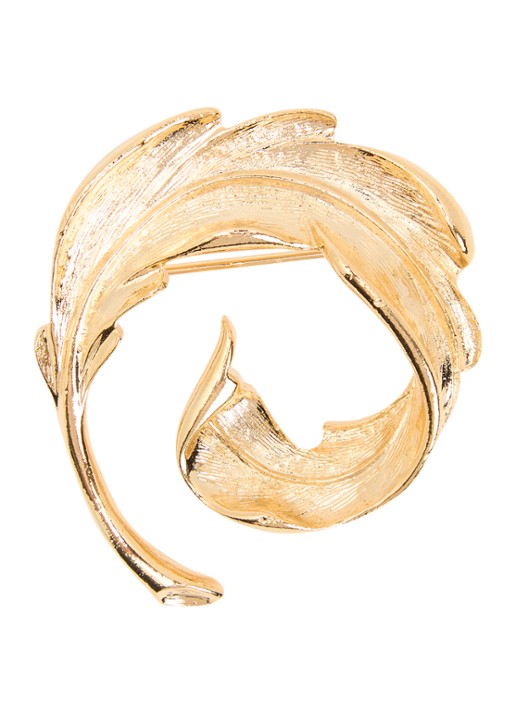 Kroonjuweeltjes Acanthe Blad broche verguld