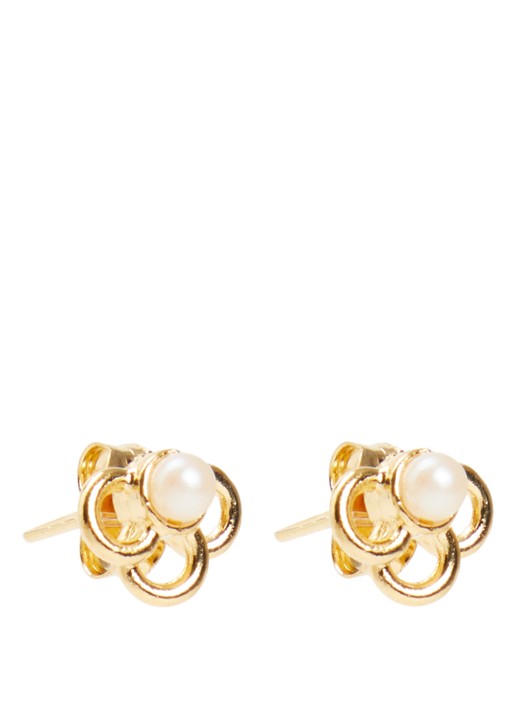 Kroonjuweeltjes Etoile Klaver Parel oorstekers verguld