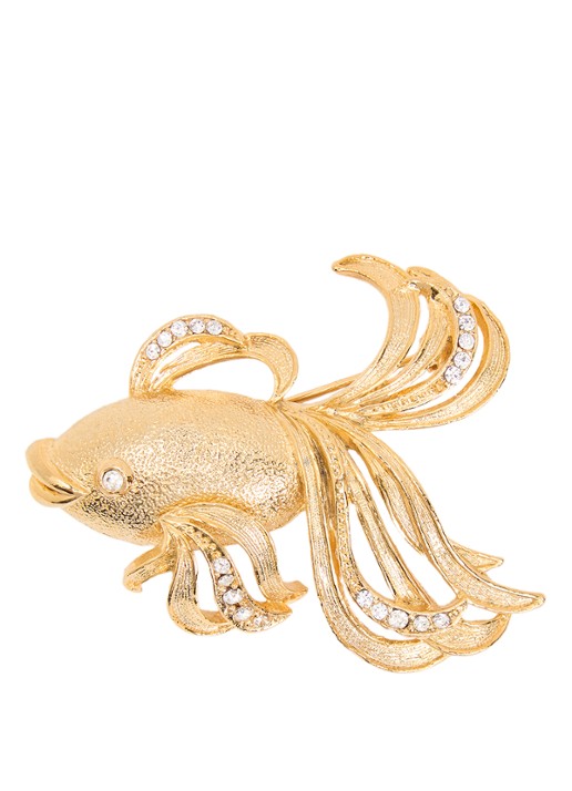 Kroonjuweeltjes Iris Vis broche verguld