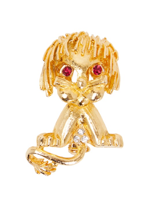 Kroonjuweeltjes Leeuw broche verguld