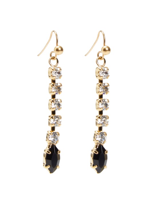Kroonjuweeltjes Onyx Kristal Drop oorhangers met kristal