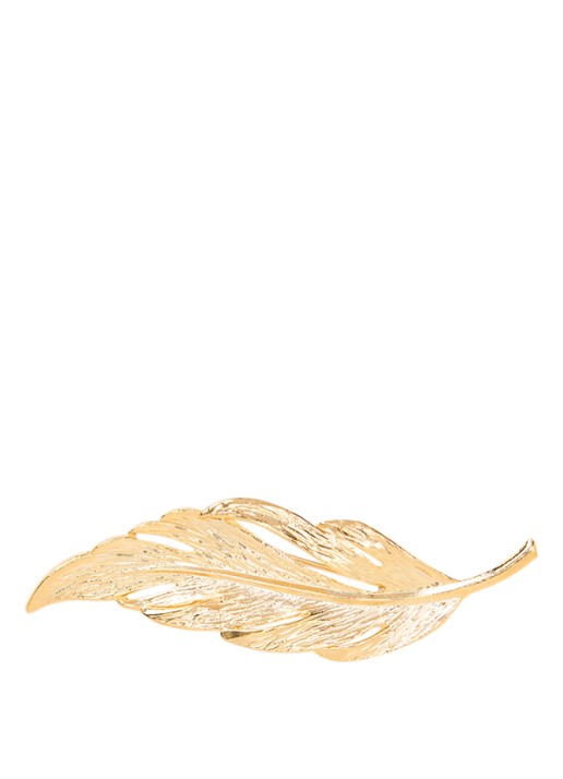 Kroonjuweeltjes Plume broche verguld