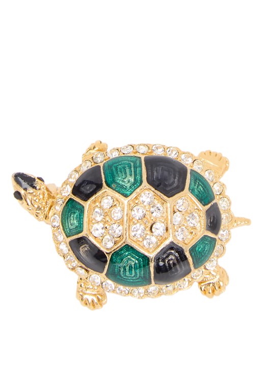 Kroonjuweeltjes Schildpad broche verguld