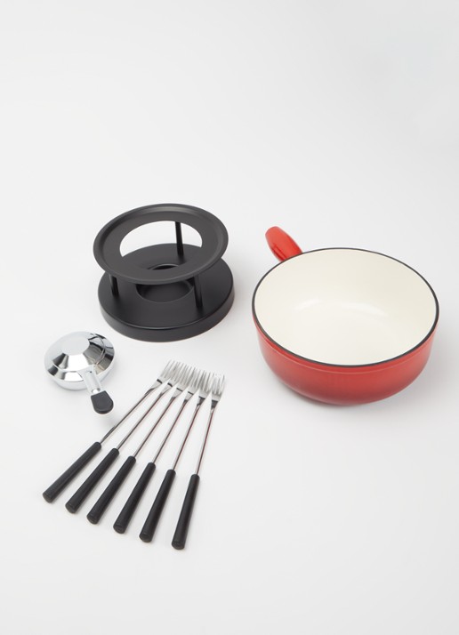 Kuhn Rikon Kaasfondueset met 6 fondue vorkjes  - voorkant 2 rood