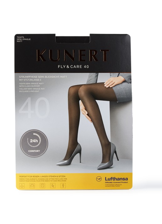 Kunert Fly&Care panty in 40 denier black - voorkant zwart