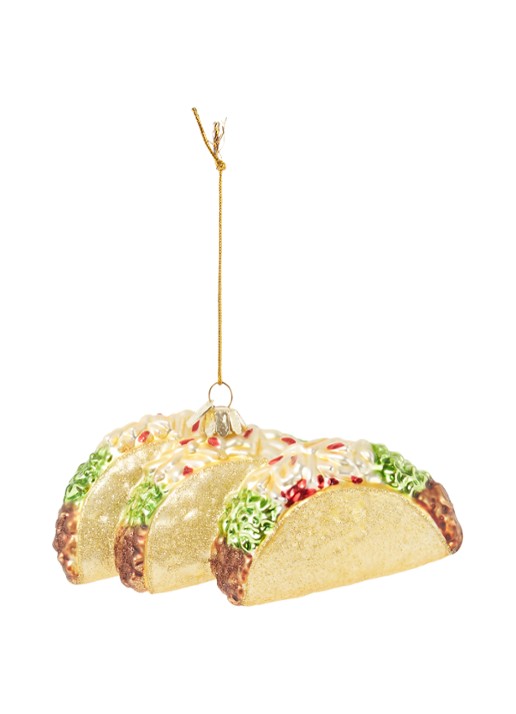 Kurt Adler Noble Gems Taco kersthanger 6 cm  - voorkant goud