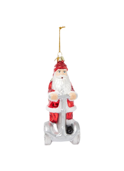 Kurt Adler Segway Santa kerstman kersthanger 13 cm  - voorkant 2 rood