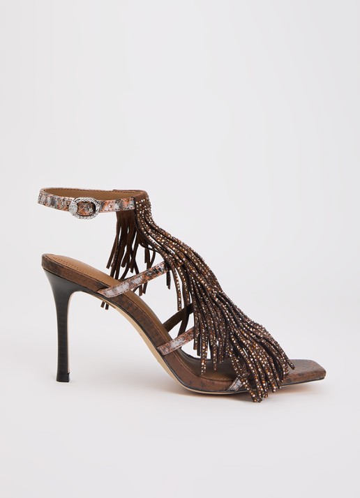 Kurt Geiger 90 sandalette met strass en franjes