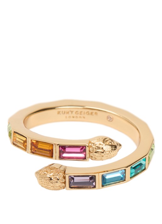 Kurt Geiger Baguette ring met kristal - voorkant multicolor