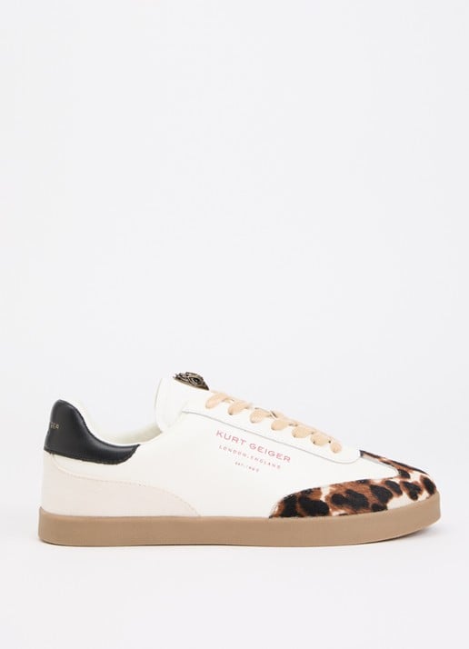 Kurt Geiger Barbican sneaker van leer met details van suède en ponyhair