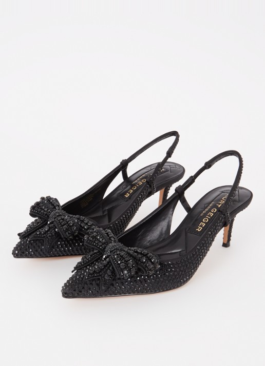 Kurt Geiger Belgravia Bow slingback van satijn met strass - detail 2 zwart