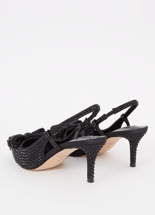 Kurt Geiger Belgravia Bow slingback van satijn met strass - detail 3 zwart