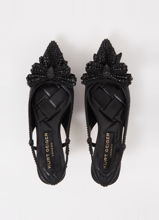 Kurt Geiger Belgravia Bow slingback van satijn met strass - detail 4 zwart