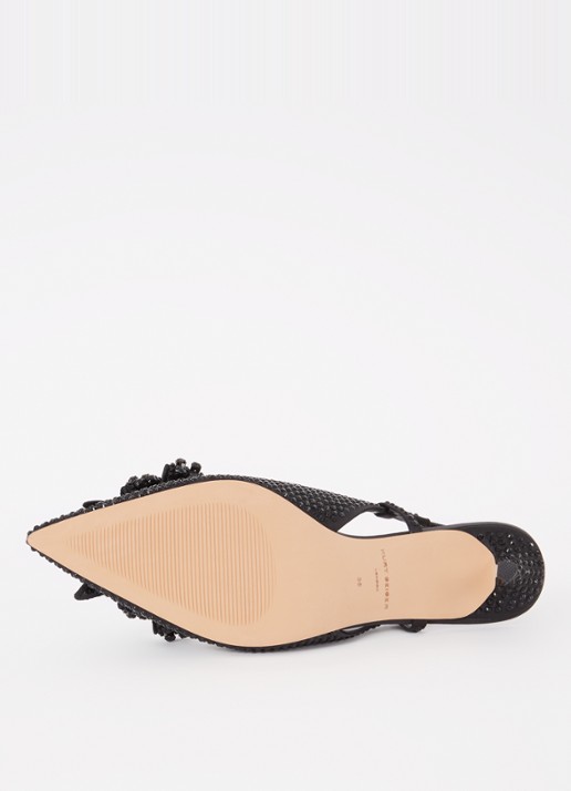 Kurt Geiger Belgravia Bow slingback van satijn met strass - detail 5 zwart