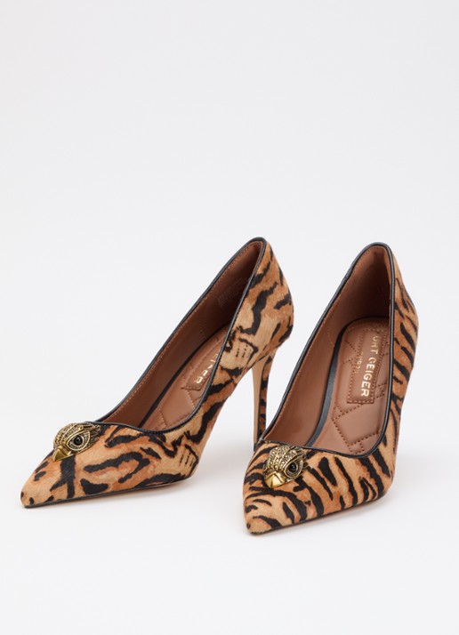 Kurt Geiger Belgravia pump met tijgerprint - detail 2 camel